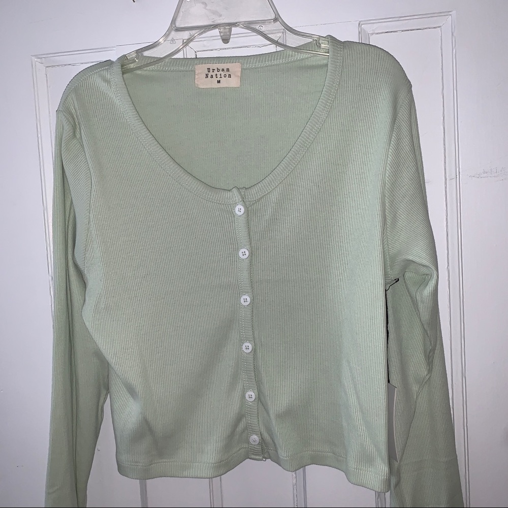 Mint Green waist Crop Cardigan- Size S-M